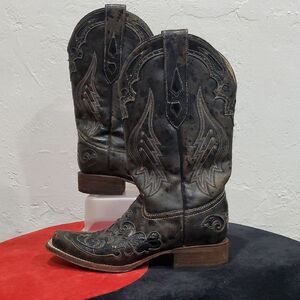 Corral Black Western Cowboy Boots Size 8
